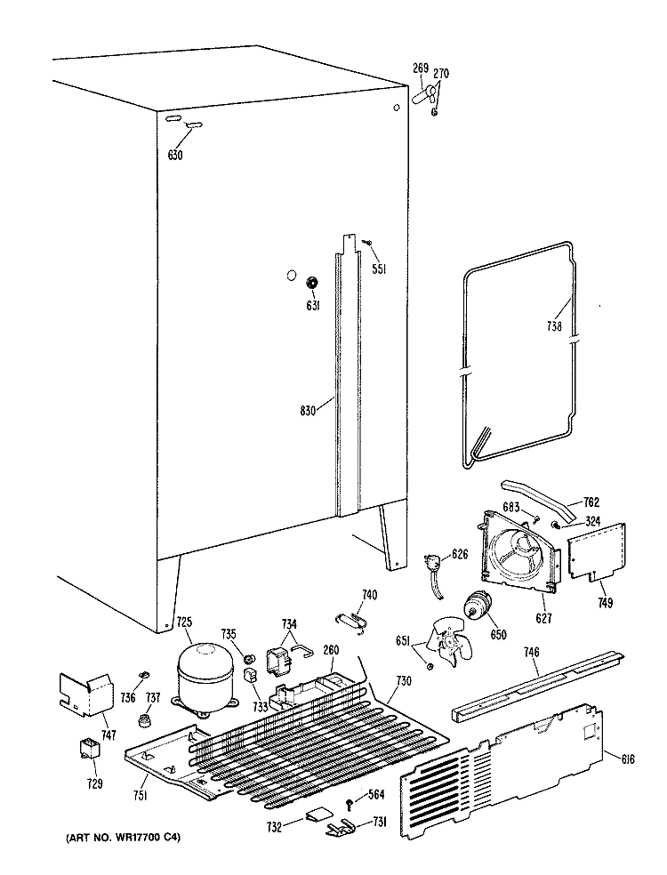 Section Diagram and Parts List for TFX20DRAAD  General Electric Refrigerator