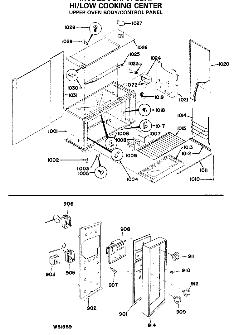 HI / LOW COOKING CENTER Diagram and Parts List for JGHP57GEJE  General Electric Range