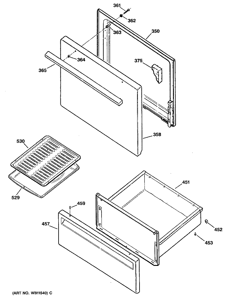 Section Diagram and Parts List for JBS06*R2  General Electric Range