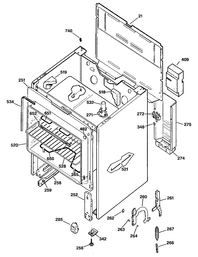 Section Diagram and Parts List for JBS06*R2  General Electric Range
