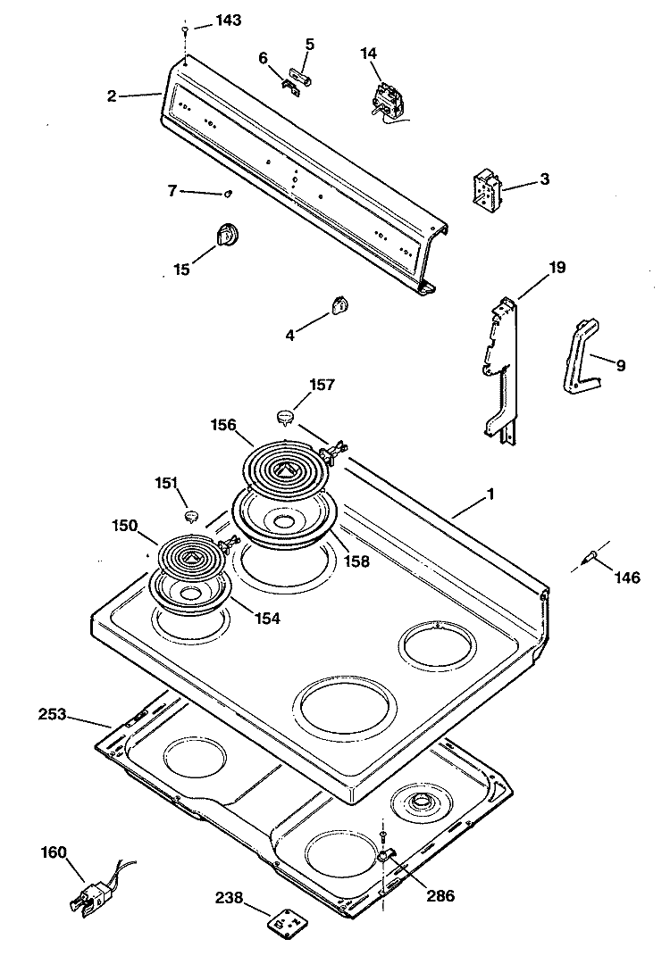Section Diagram and Parts List for JBS06*R2  General Electric Range