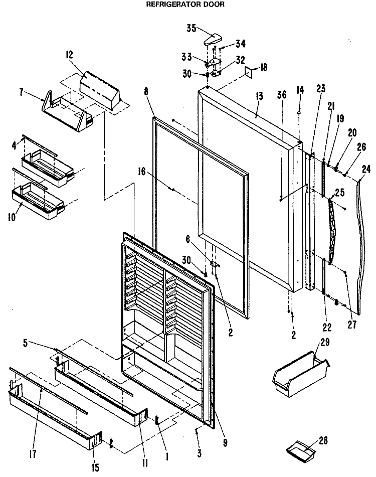 REFRIGERATOR DOOR Diagram and Parts List for TCX22ZRBRWH  General Electric Refrigerator