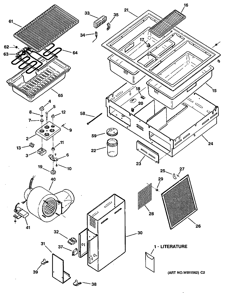 Section Diagram and Parts List for JP3889T1BL  General Electric Cooktop