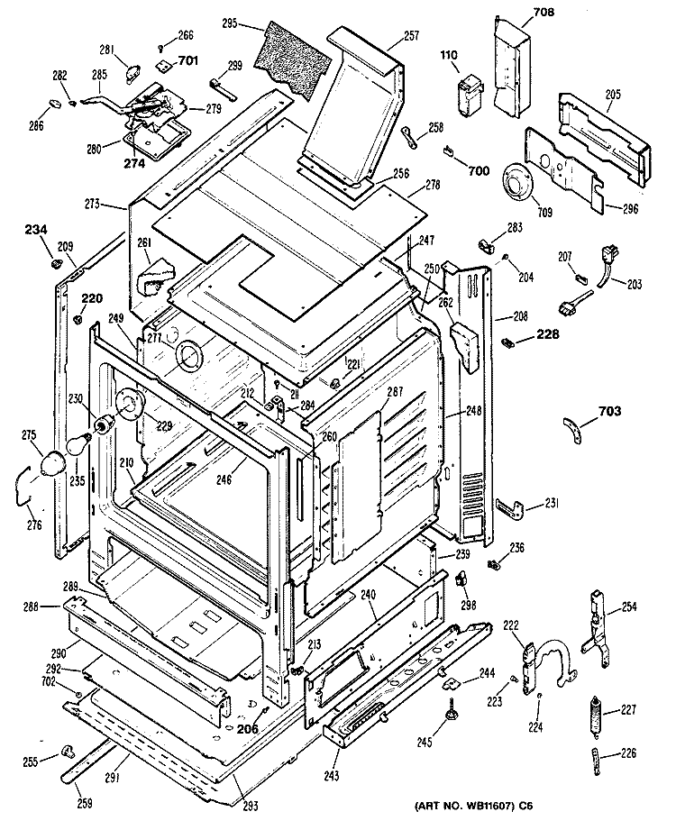 Section Diagram and Parts List for JGBP28GEV2AD  General Electric Range