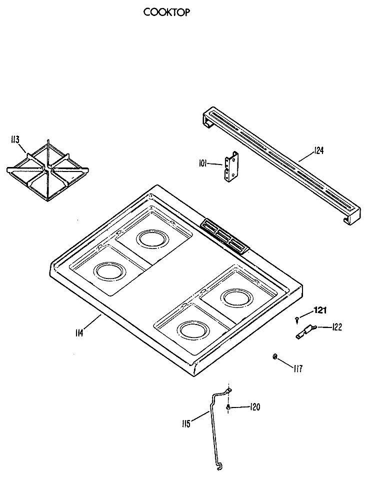 COOKTOP Diagram and Parts List for JGS505GEV2BB  General Electric Range