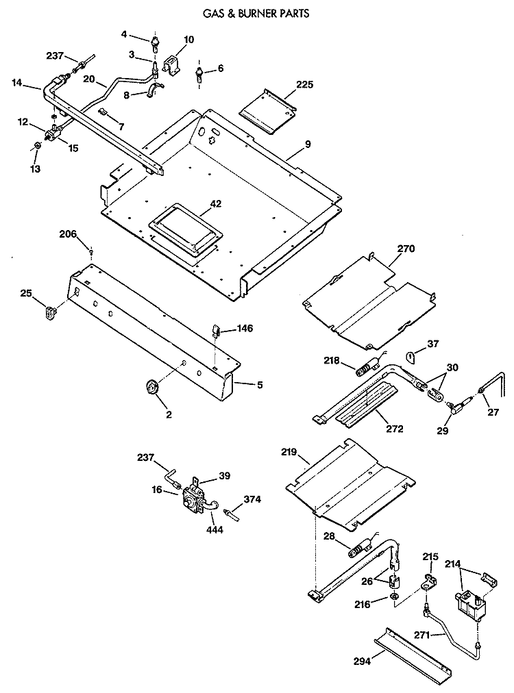 GAS & BURNER PARTS Diagram and Parts List for JGBP30AEV2AA  General Electric Range