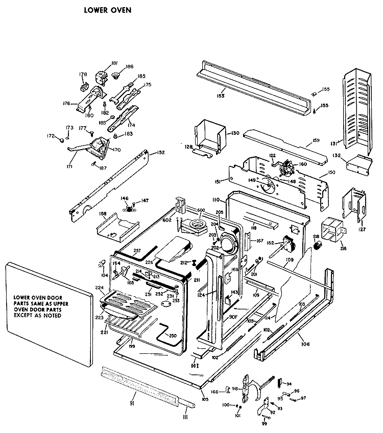 LOWER OVEN Diagram and Parts List for JKP36G*07  General Electric Wall Oven