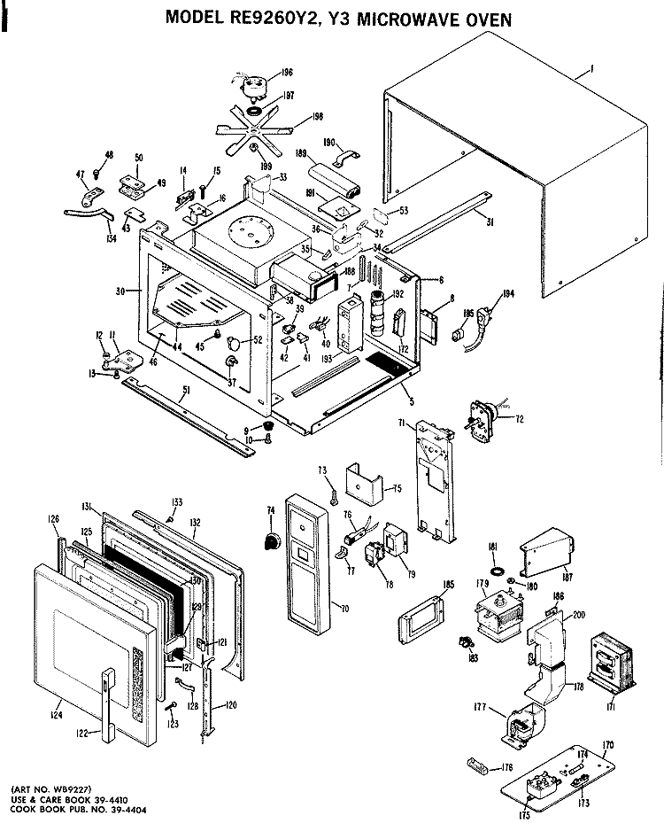 MICROWAVE OVEN Diagram and Parts List for RE9260Y2  Hotpoint Microwave