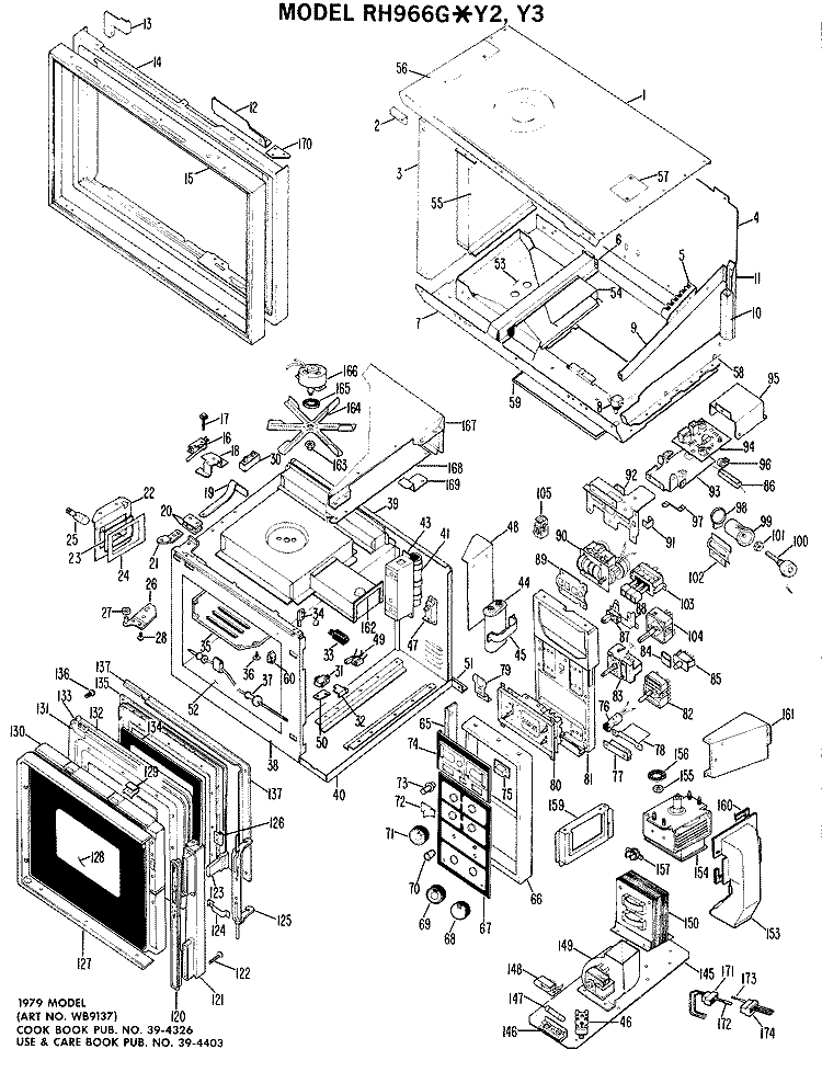 Section Diagram and Parts List for RH966G*Y2  Hotpoint Microwave Oven Combo