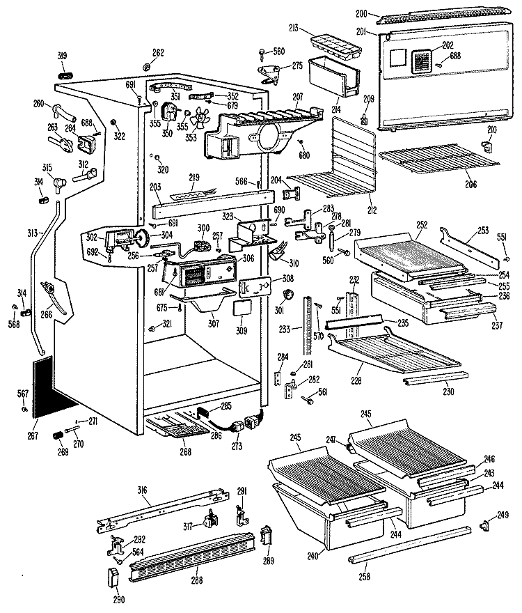 Section Diagram and Parts List for CTF17EAB  Hotpoint Refrigerator