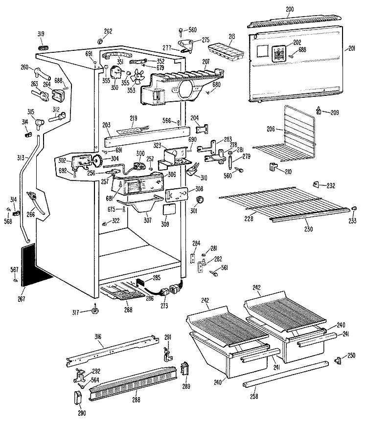 Section Diagram and Parts List for CTF17CAC  Hotpoint Refrigerator
