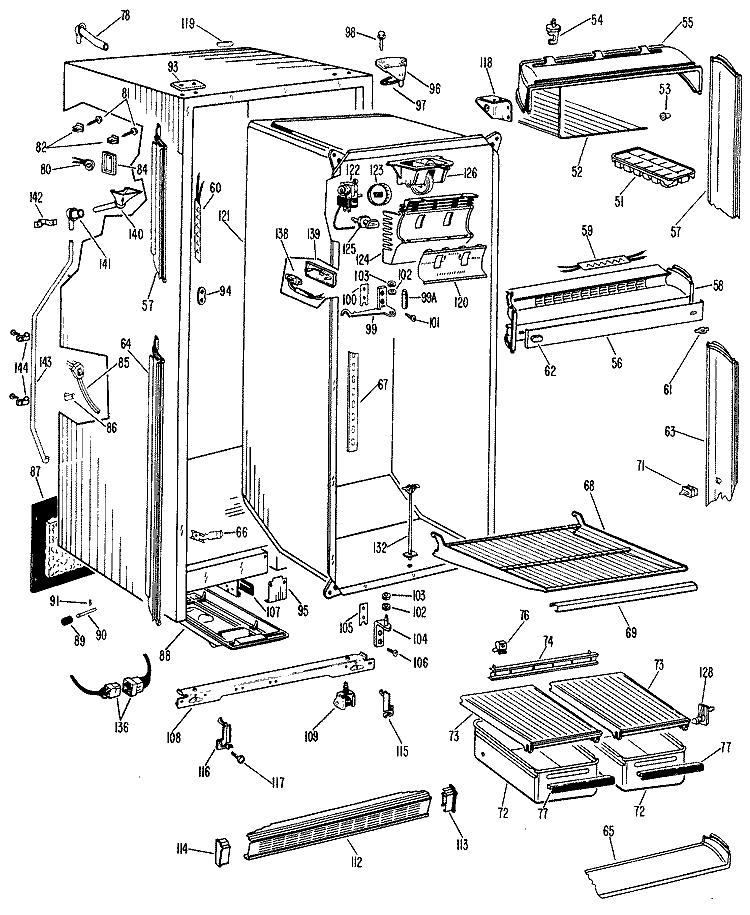Section Diagram and Parts List for CTF18CAB  Hotpoint Refrigerator