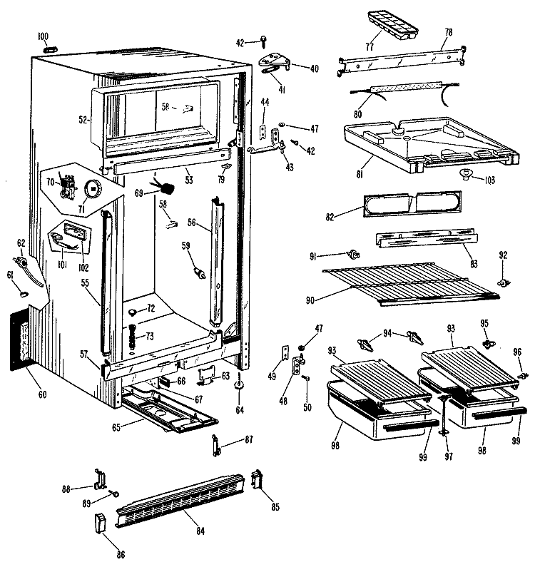 Section Diagram and Parts List for CTA14CAB  Hotpoint Refrigerator