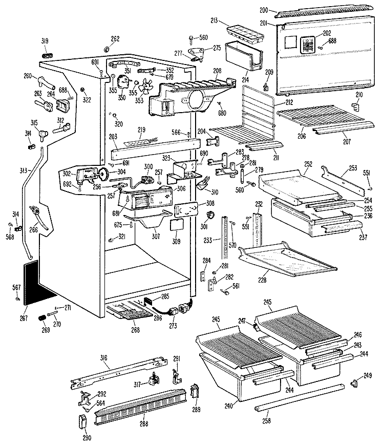 Section Diagram and Parts List for CTF17GAB  Hotpoint Refrigerator