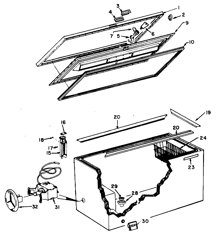 Section Diagram and Parts List for FH15CAB  Hotpoint Freezer