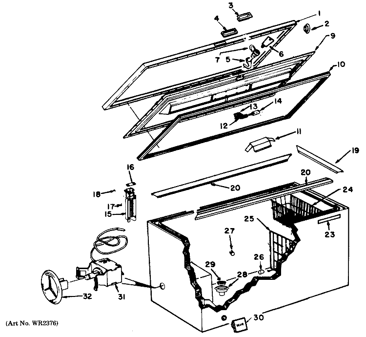 Section Diagram and Parts List for FH20CAB  Hotpoint Freezer