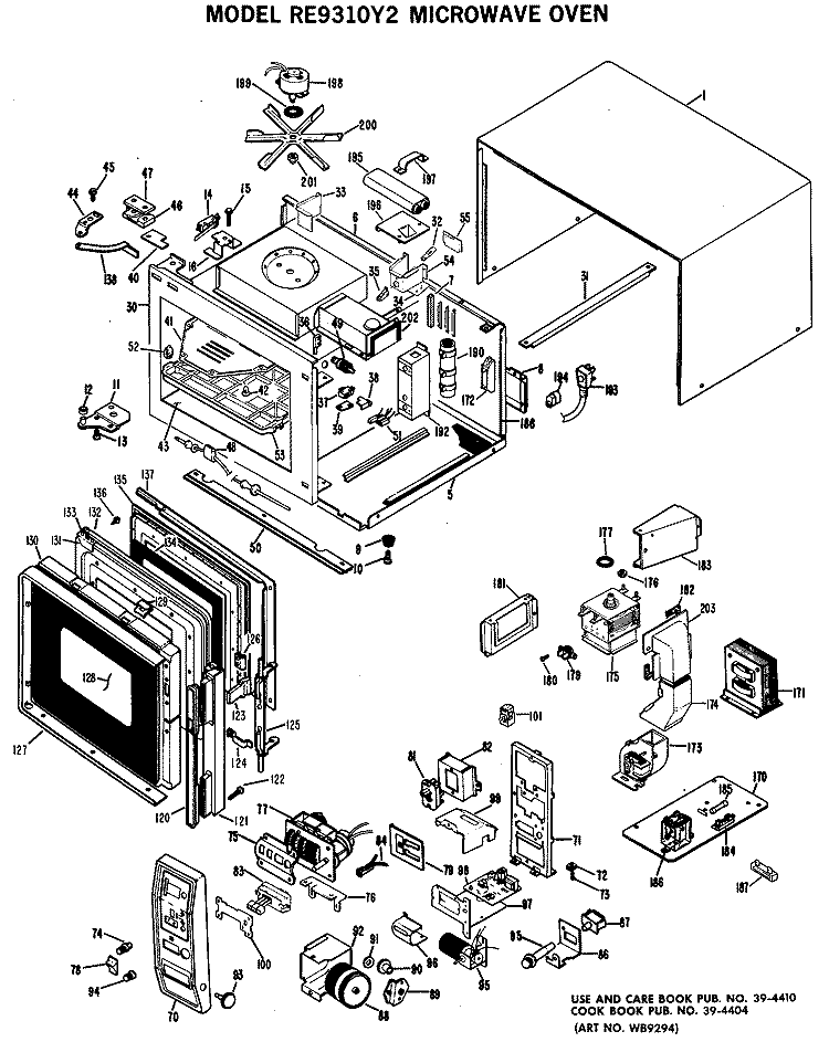 MICROWAVE OVEN Diagram and Parts List for RE9310Y2  Hotpoint Microwave