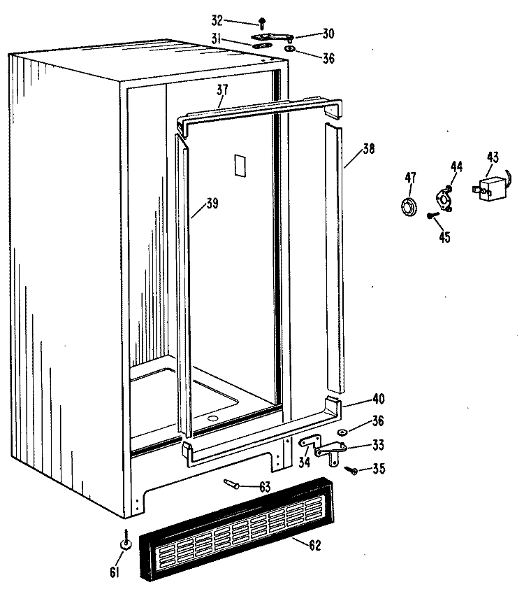 Section Diagram and Parts List for FV13CAB  Hotpoint Freezer