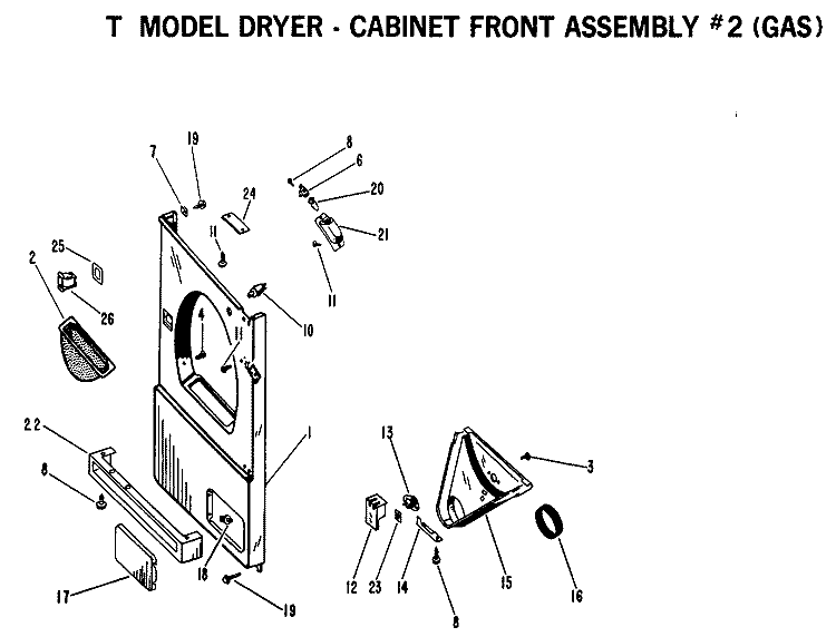 CABINET FRONT ASSEMBLY #2 Diagram and Parts List for DLB6850TM  Hotpoint Dryer
