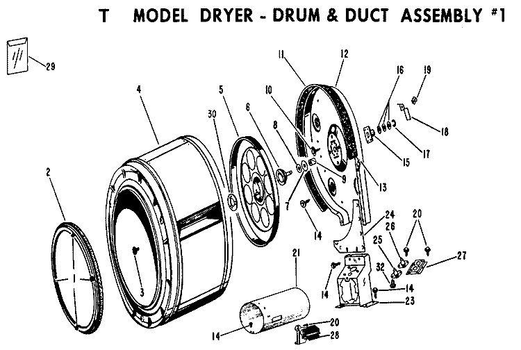 DRUM & DUCT ASSEMBLY #1 Diagram and Parts List for DLB6850TM  Hotpoint Dryer