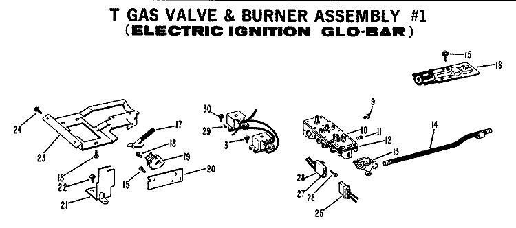 ELECTRIC IGNITION GLO - BAR Diagram and Parts List for DLB6850TM  Hotpoint Dryer