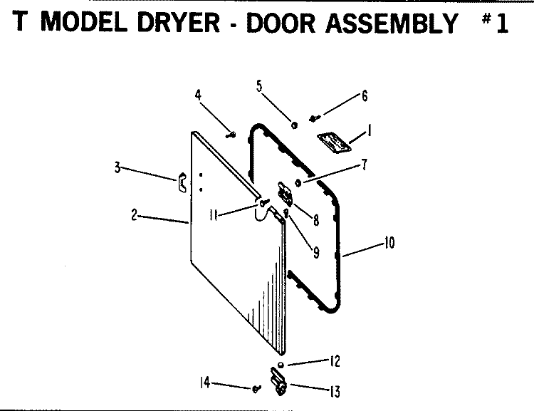 DOOR ASSEMBLY #1 Diagram and Parts List for DLB6850TM  Hotpoint Dryer