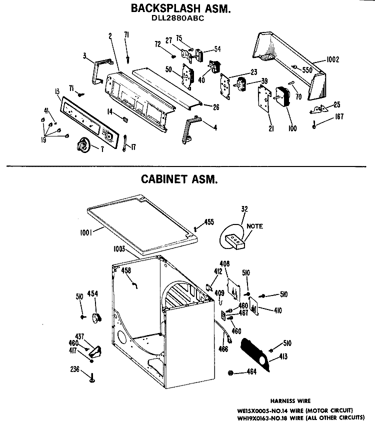 BACKSPLASH ASM. Diagram and Parts List for DLL2880ABC  Hotpoint Dryer
