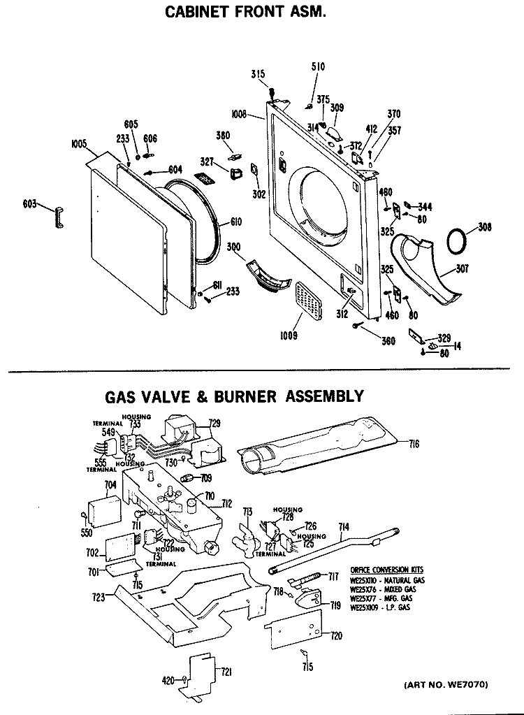 CABINET FRONT ASM. Diagram and Parts List for DLL2880ABC  Hotpoint Dryer