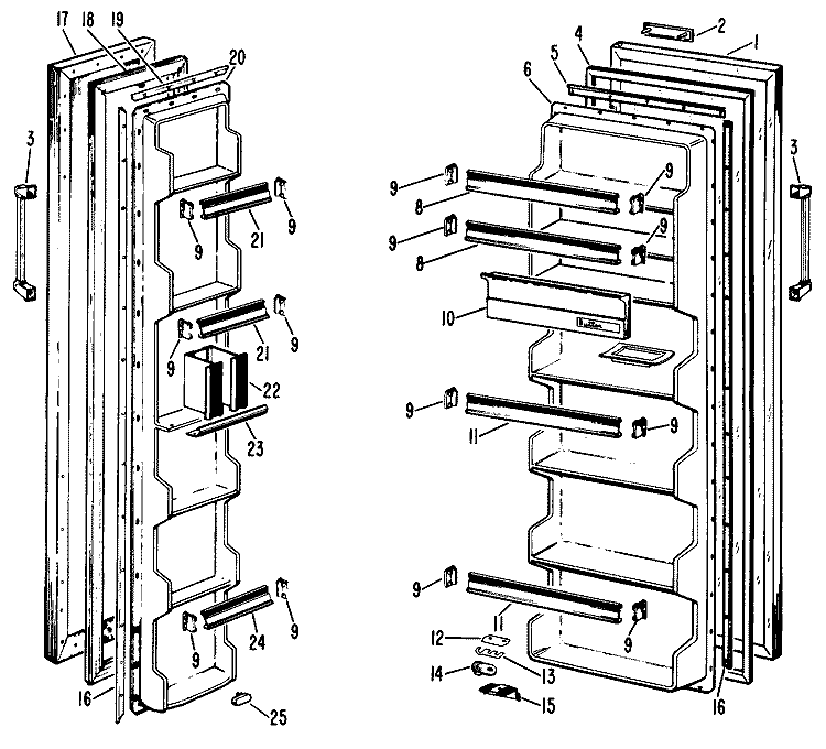 Section Diagram and Parts List for CSF19AYX  Hotpoint Refrigerator