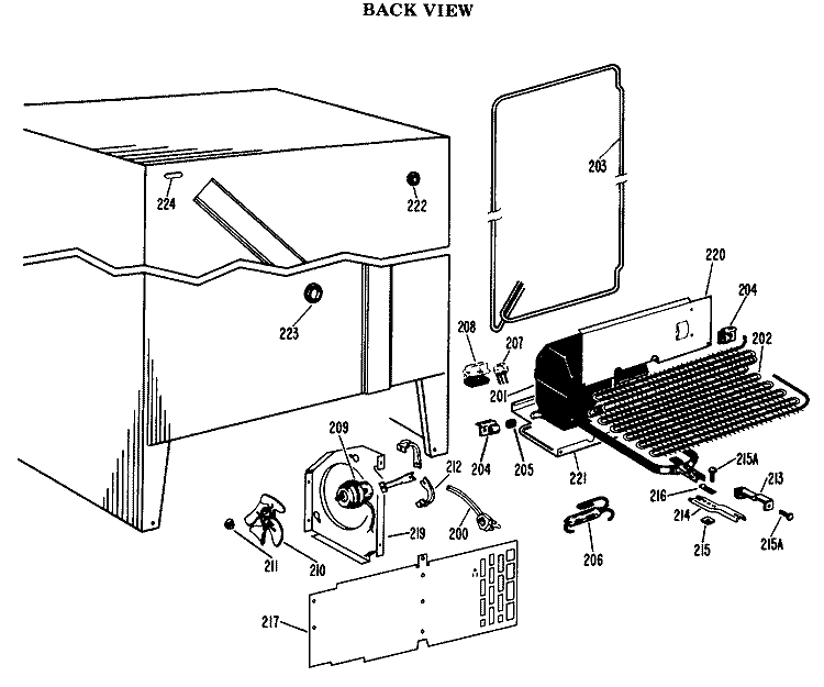 BACK VIEW Diagram and Parts List for CSF20AAB  Hotpoint Refrigerator