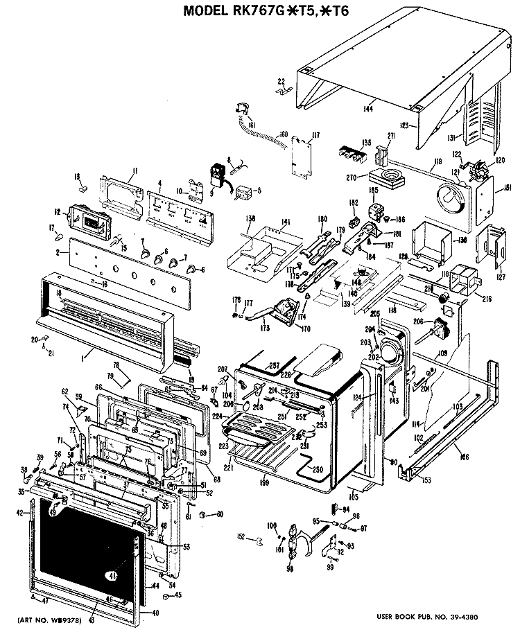 Section Diagram and Parts List for RK767G*T5  Hotpoint Wall Oven