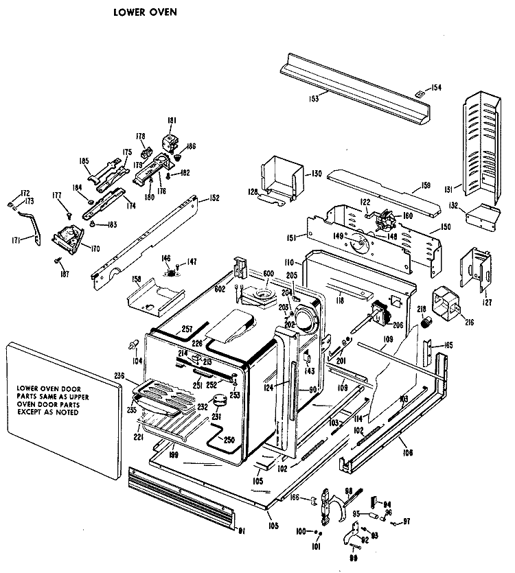 LOWER OVEN Diagram and Parts List for RK777G*T7  Hotpoint Wall Oven