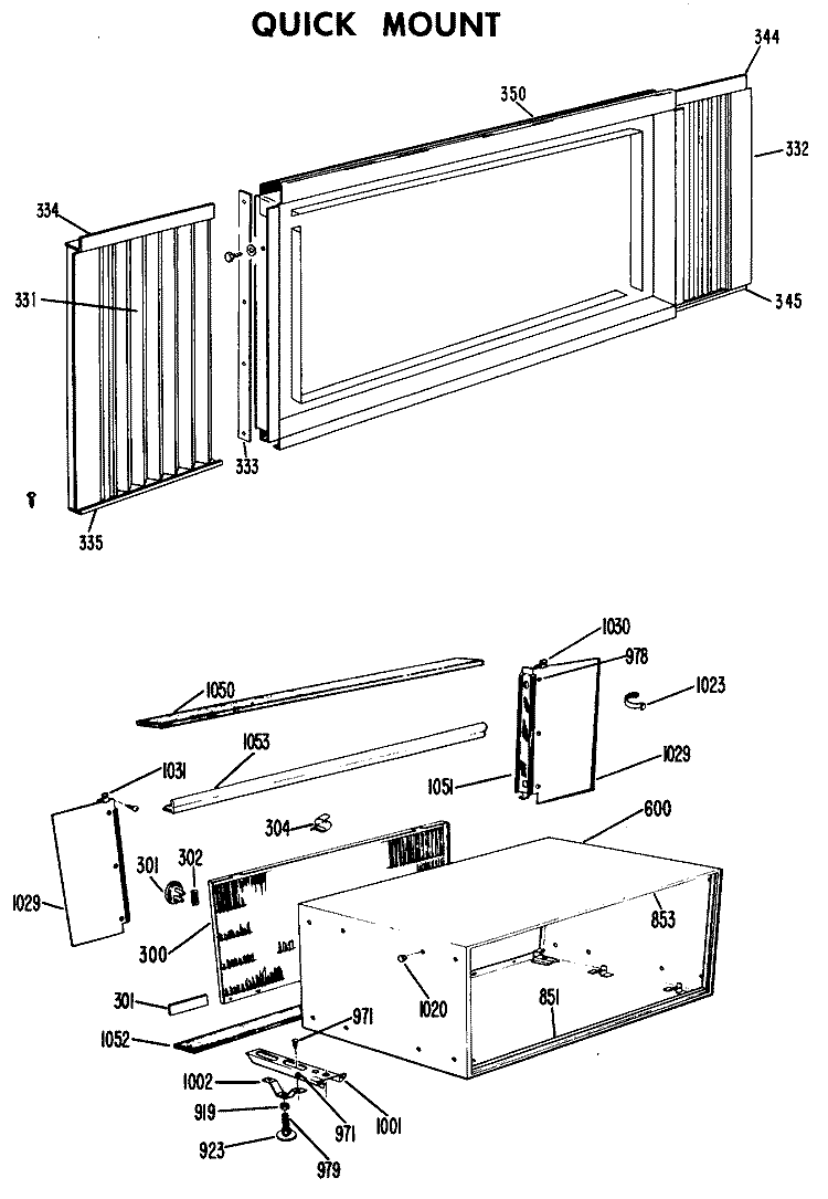 QUICK MOUNT Diagram and Parts List for KJ910ANT1  Hotpoint Air Conditioner