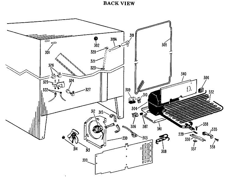 BACK VIEW Diagram and Parts List for CSF22MBS  Hotpoint Refrigerator
