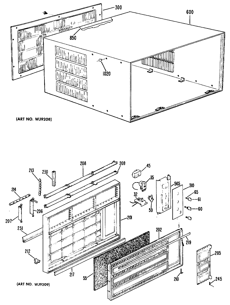 Section Diagram and Parts List for KLR24DAX2  Hotpoint Air Conditioner