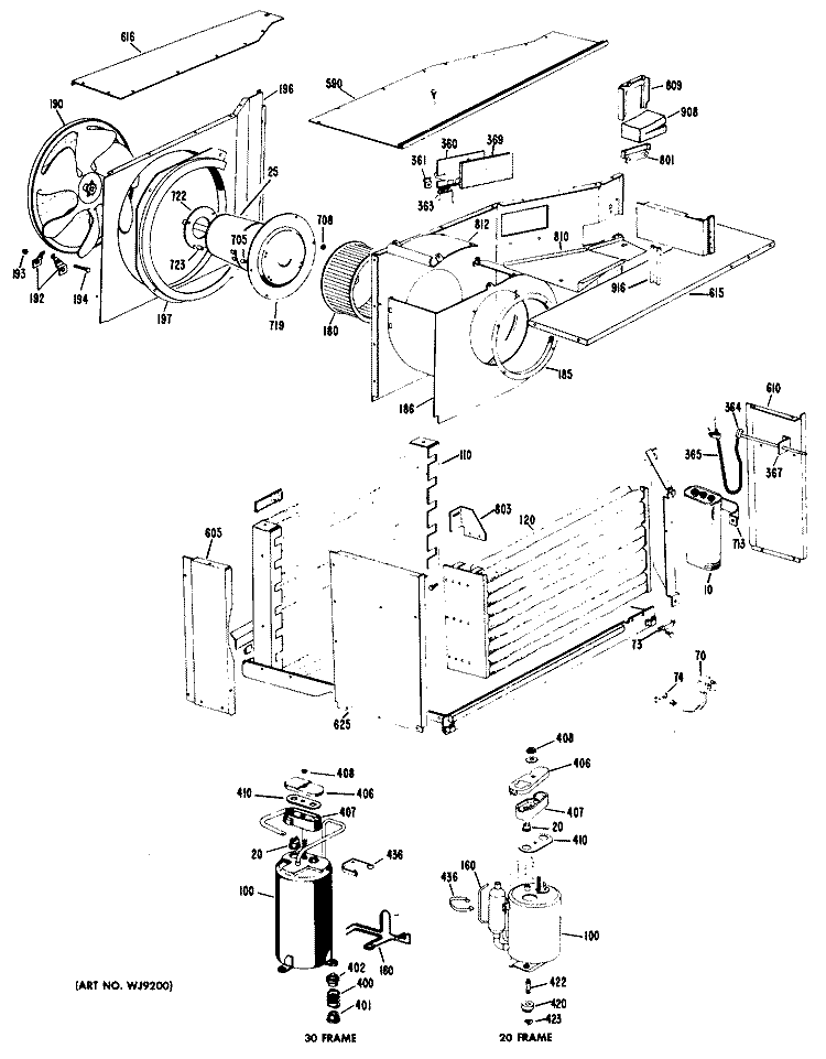 Section Diagram and Parts List for KL913AMW1  Hotpoint Air Conditioner