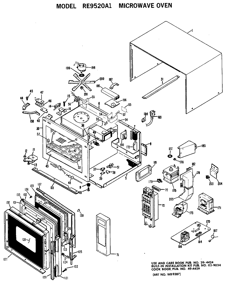 MICROWAVE OVEN Diagram and Parts List for RE9520A1  Hotpoint Microwave