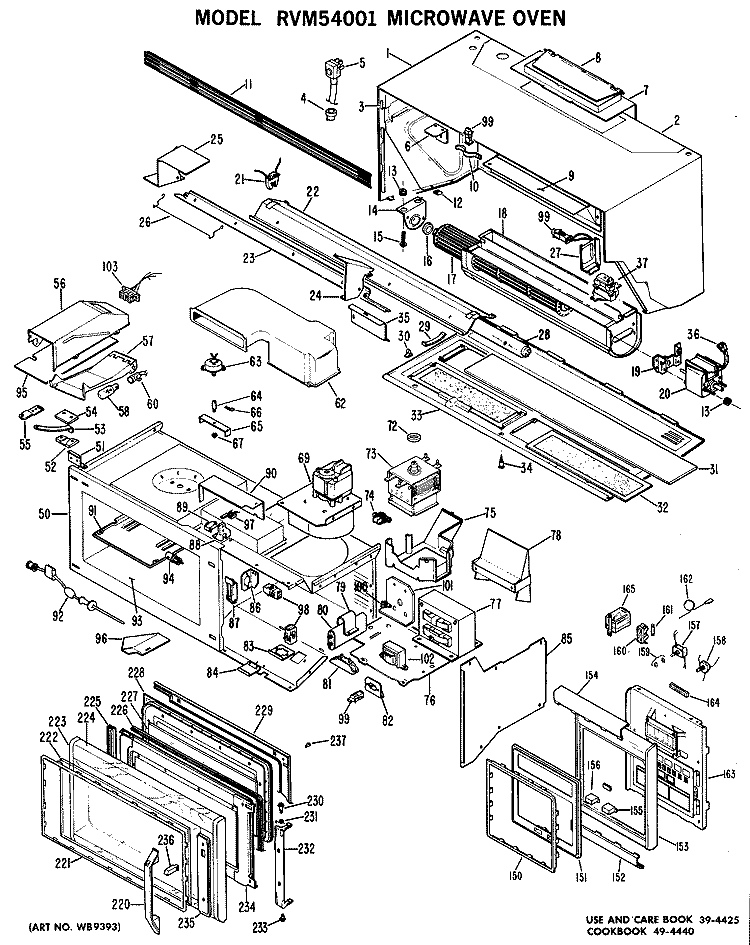 MICROWAVE OVEN Diagram and Parts List for RVM54001  Hotpoint Microwave