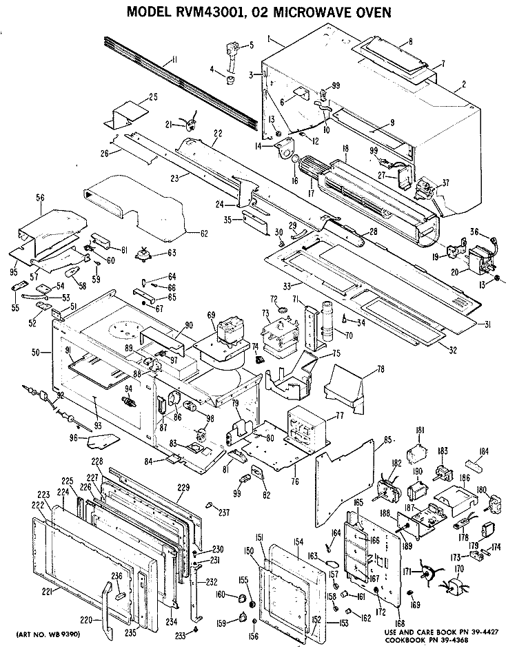 MICROWAVE OVEN Diagram and Parts List for RVM43001  Hotpoint Microwave