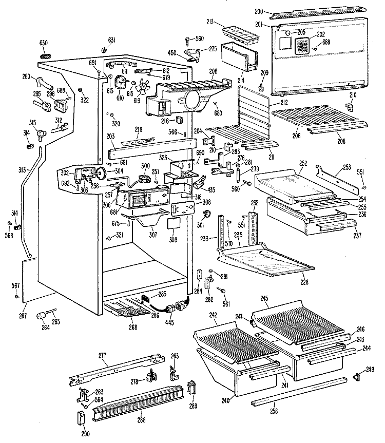 Section Diagram and Parts List for CTF19GBCR  Hotpoint Refrigerator