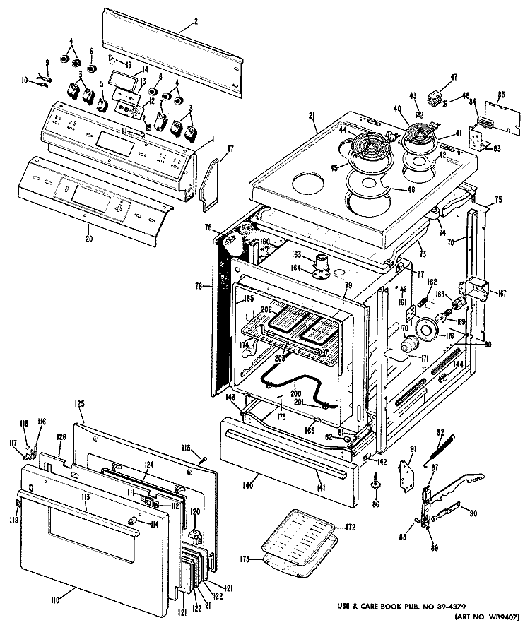 Section Diagram and Parts List for RB536*A1  Hotpoint Range