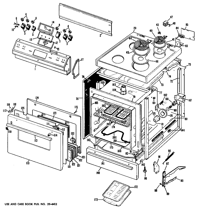 Section Diagram and Parts List for RB628*A1  Hotpoint Range
