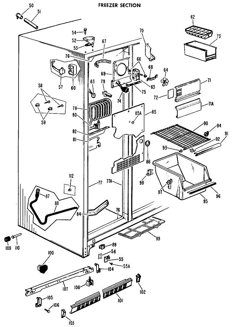 FREEZER SECTION Diagram and Parts List for CSF20EAS  Hotpoint Refrigerator