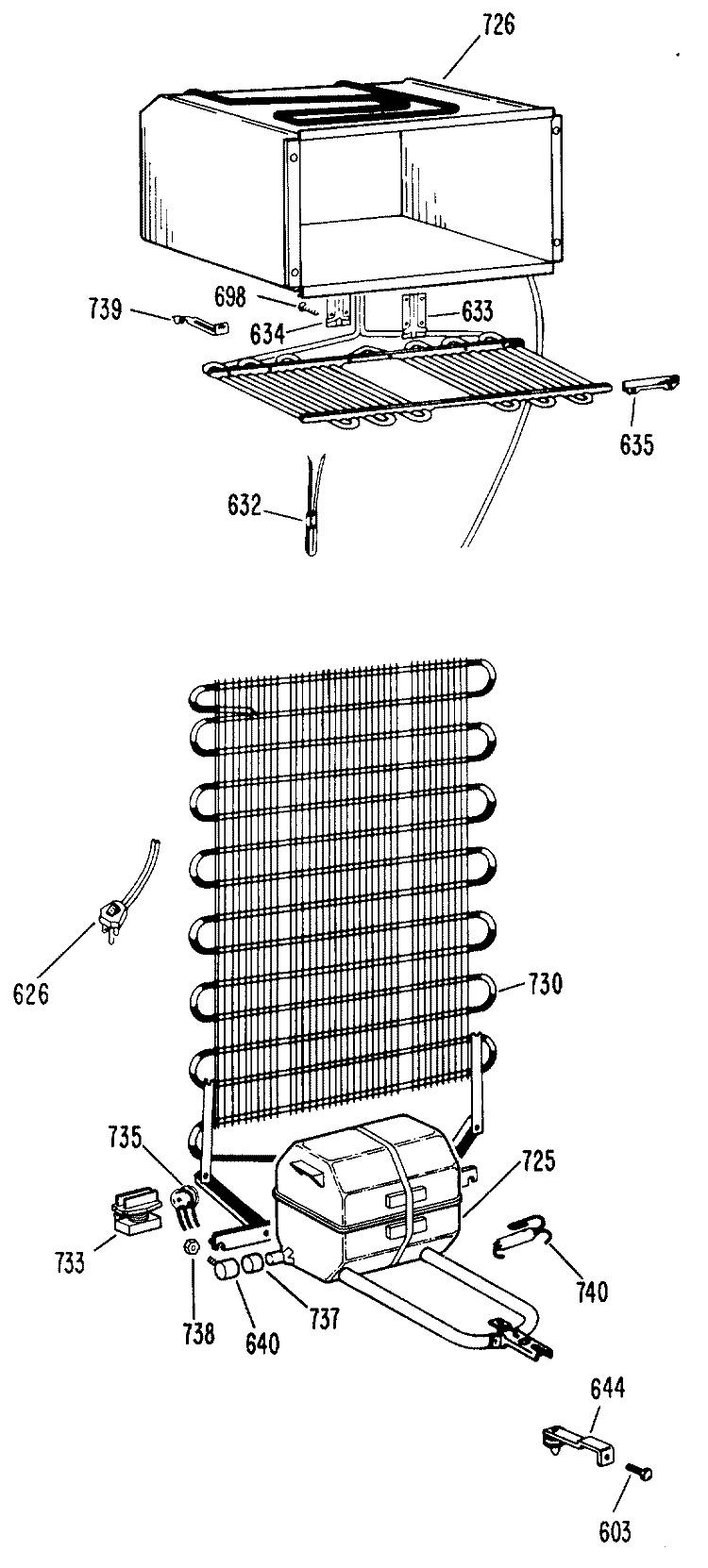 Section Diagram and Parts List for CTA12CBCL  Hotpoint Refrigerator