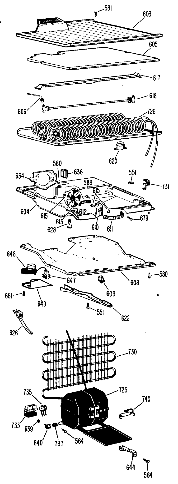Section Diagram and Parts List for CTF14CBCL  Hotpoint Refrigerator