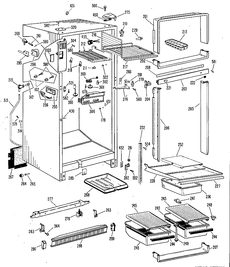 Section Diagram and Parts List for CTF14EBC  Hotpoint Refrigerator