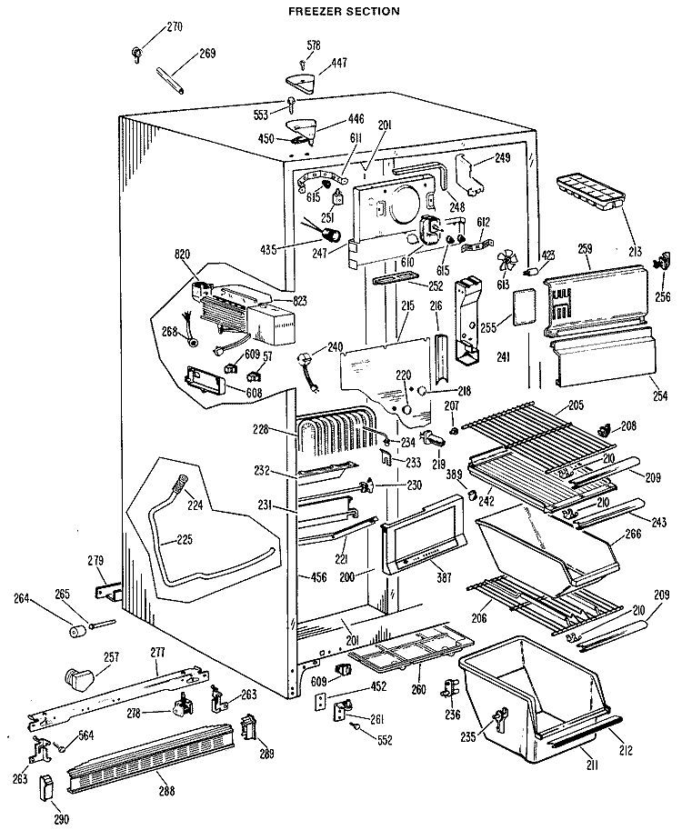 FREEZER SECTION Diagram and Parts List for CSF22MBC  Hotpoint Refrigerator