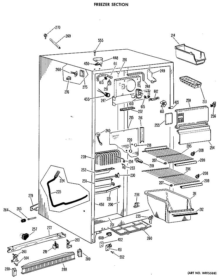 FREEZER SECTION Diagram and Parts List for CSF20EBC  Hotpoint Refrigerator