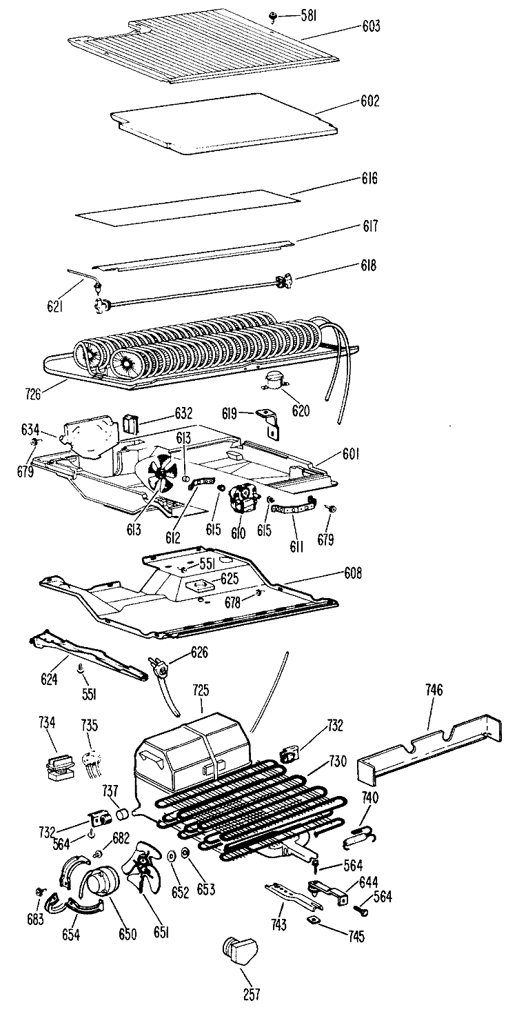 Section Diagram and Parts List for CTF21GBBR  Hotpoint Refrigerator