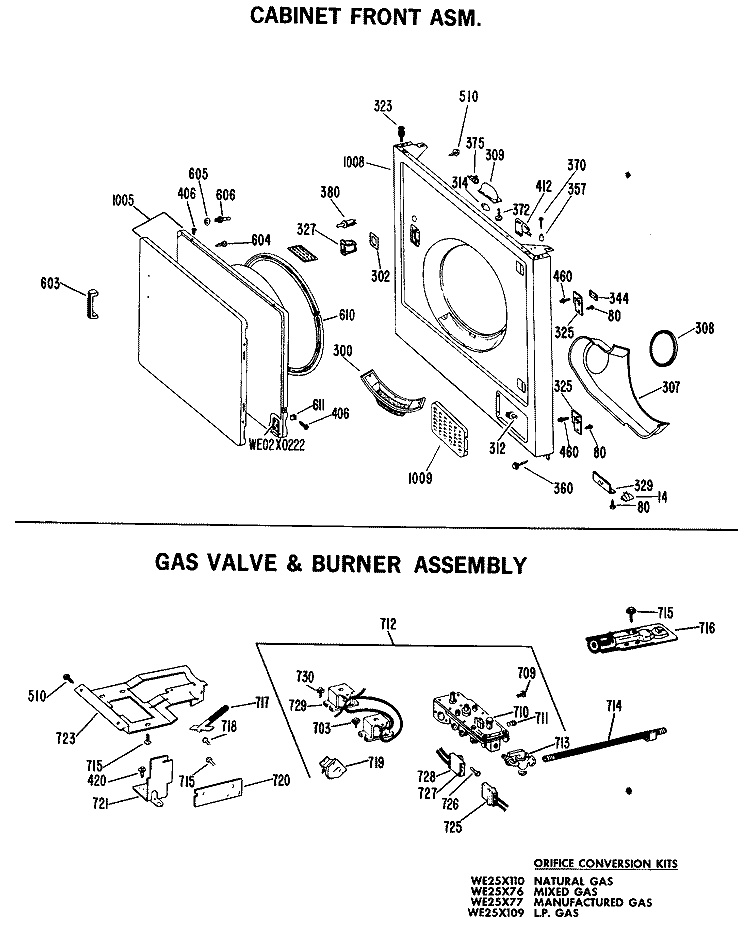 CABINET FRONT ASM. Diagram and Parts List for DLL2880BAC  Hotpoint Dryer